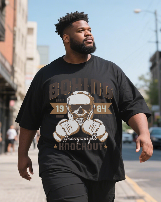 Heavy-Boxing Men's Plus Size Short Sleeve T-Shirt
