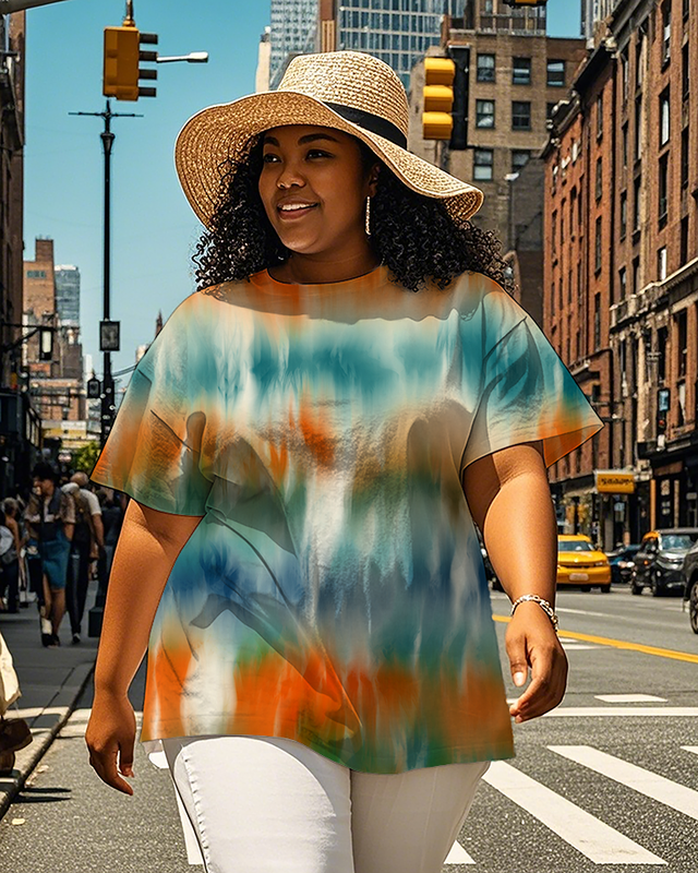 Dyeing Women's Plus Size T-shirts