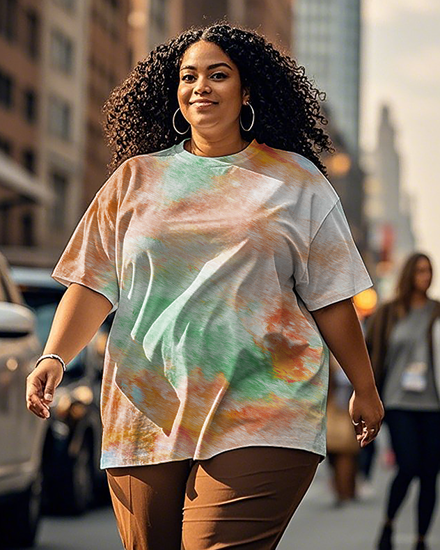 Dyeing Women's Plus Size T-shirts