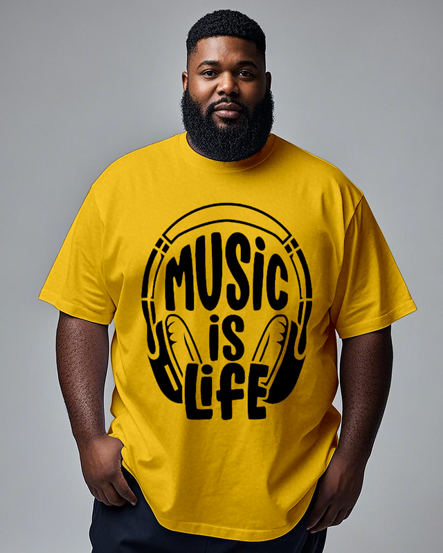 Music is Life Men's Plus Size Short Sleeve T-Shirt