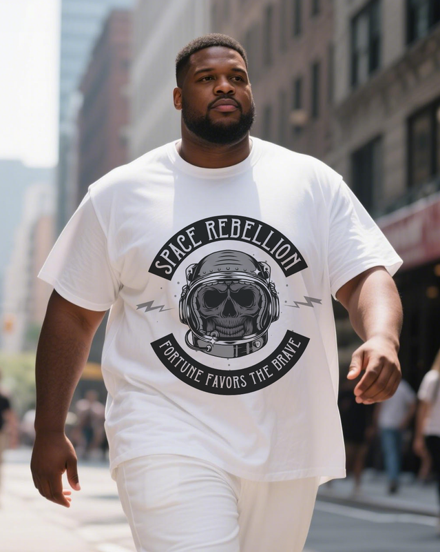 Outer-Space-Font Men's Plus Size Short Sleeve T-Shirt
