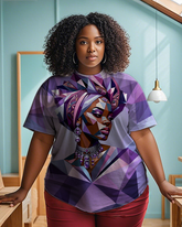 Retro Purple African Woman Women's Plus Size T-shirts