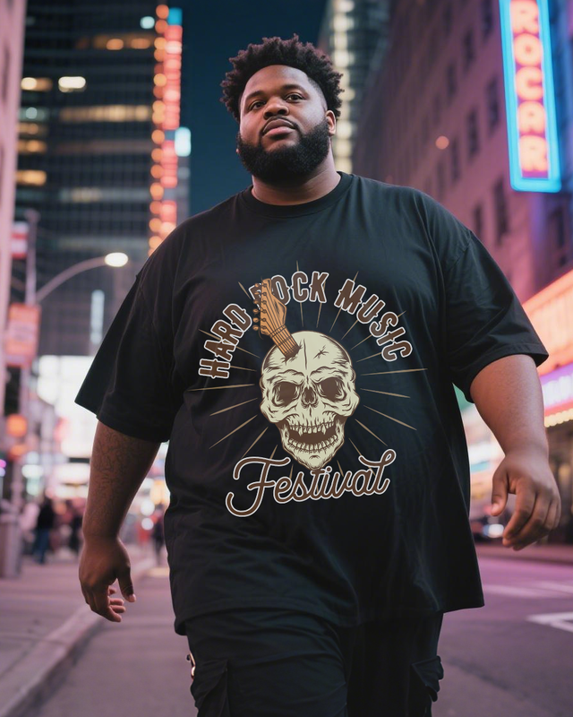 Rock-music Men's Plus Size Short Sleeve T-Shirt