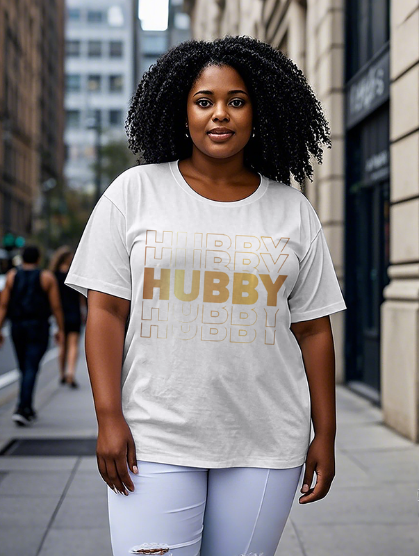 Stacked Hubby (Gold Print) Women's Plus Size T-shirts