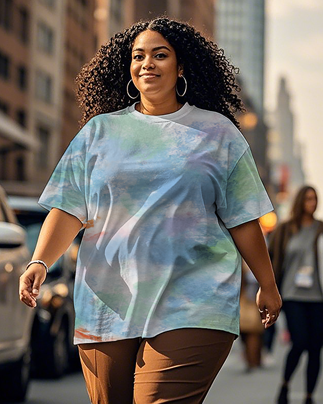 Dyeing Women's Plus Size T-shirts