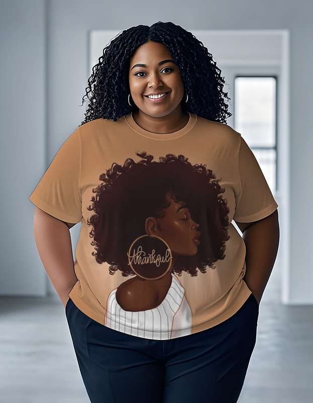 Thankful Afro Girl Women's Plus Size T-shirts