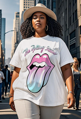 The Rolling Stones' gradient - colored tongue Women's Plus Size T-shirts