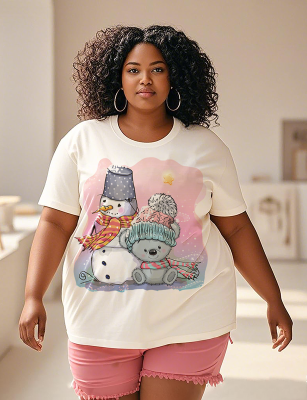 Winter snowmen and bears Women's Plus Size T-shirts
