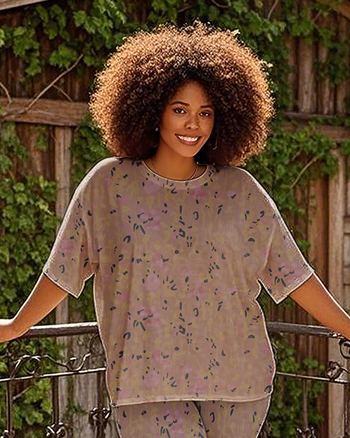 Women's abstract flowers T-Shirt & Pants