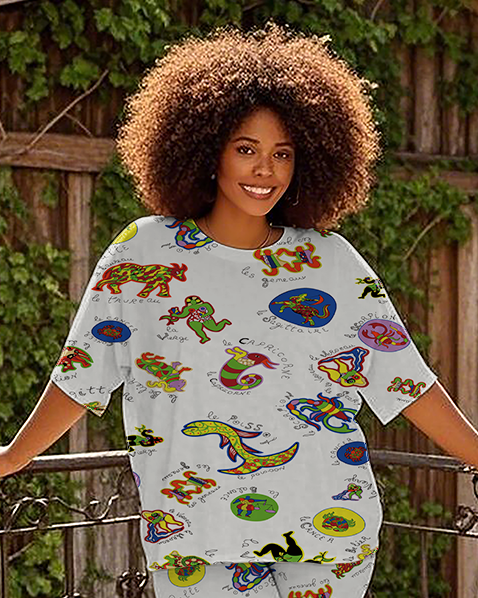 Women's animals pattern T-Shirt & Pants
