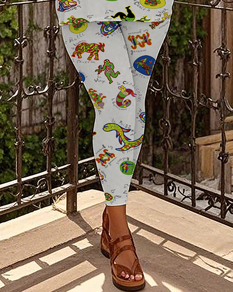 Women's animals pattern T-Shirt & Pants