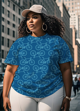 blue bicycle Women's Plus Size T-shirts