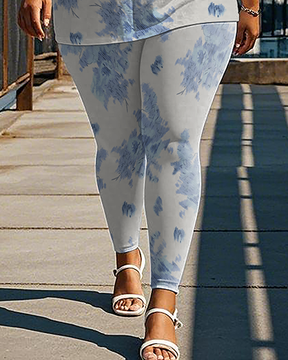 Women's blue pattern T-Shirt & Pants