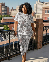 Women's butterfly pattern T-Shirt & Pants