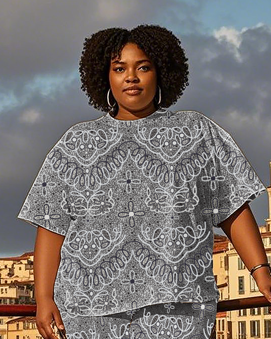 Women's creative pattern T-Shirt & Pants