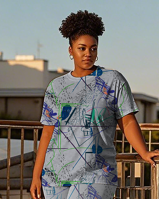 Women's creative pattern T-Shirt & Pants