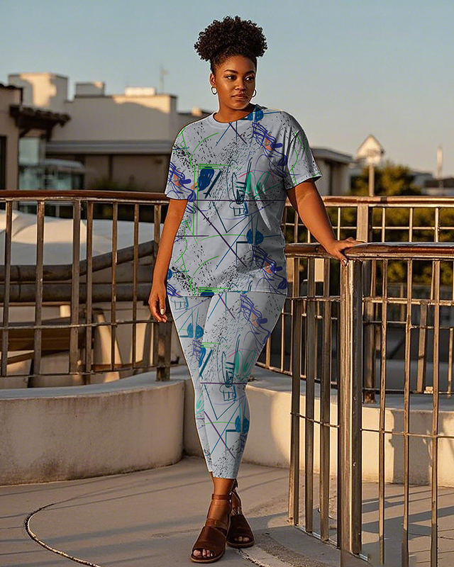 Women's creative pattern T-Shirt & Pants