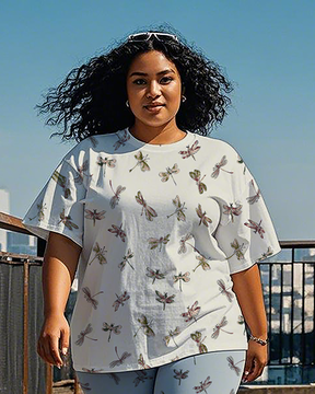 Women's dragonfly pattern T-Shirt & Pants
