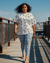 Women's dragonfly pattern T-Shirt & Pants
