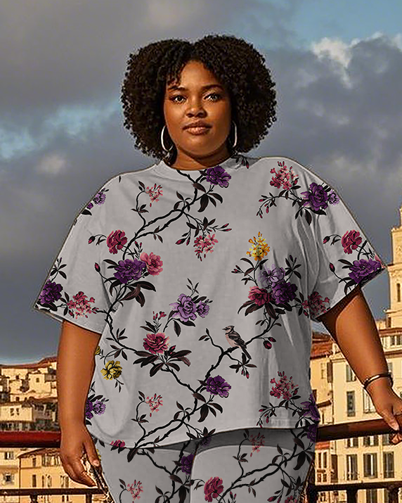 Women's flowers and birds T-Shirt & Pants