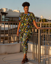 Women's flowers pattern T-Shirt & Pants