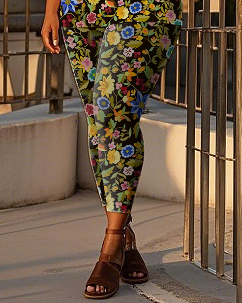 Women's flowers pattern T-Shirt & Pants