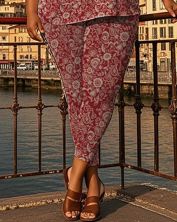 Women's flowers pattern T-Shirt & Pants