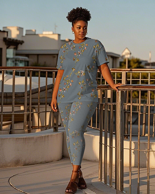 Women's flowers pattern T-Shirt & Pants