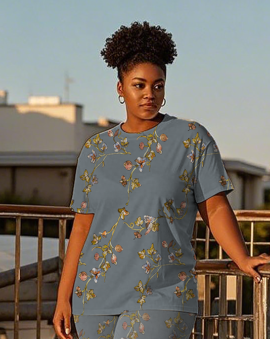 Women's flowers pattern T-Shirt & Pants