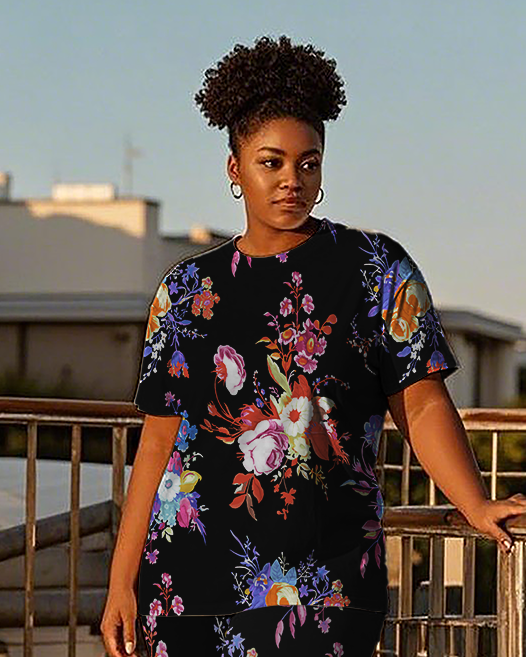 Women's flowers pattern T-Shirt & Pants