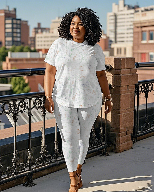 Women's giraffe pattern T-Shirt & Pants