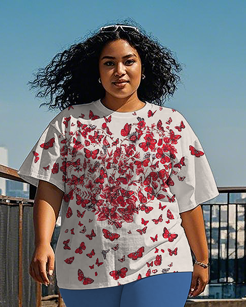 Women's heart - shaped butterfly T-Shirt & Pants