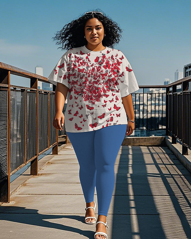 Women's heart - shaped butterfly T-Shirt & Pants