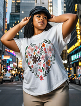 heart - shaped flower Women's Plus Size T-shirts