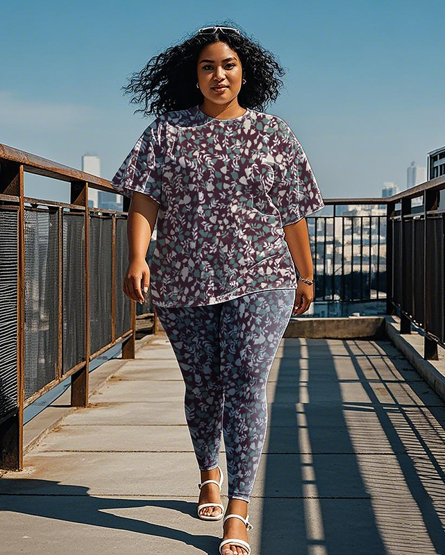 Women's leaf pattern T-Shirt & Pants