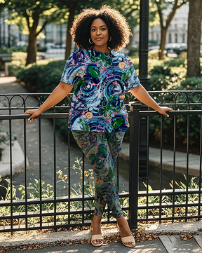 Women's ocean pattern T-Shirt & Pants