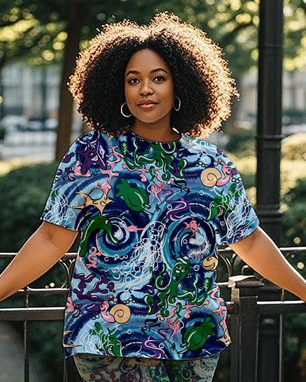 Women's ocean pattern T-Shirt & Pants