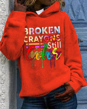 Black Slogan Casual Printed Personalized Hooded Sweatshirt for Women