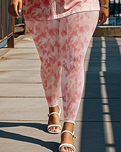 Women's pink pattern T-Shirt & Pants
