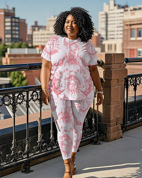 Women's pink pattern T-Shirt & Pants