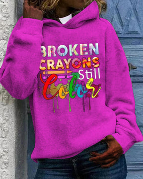 Black Slogan Casual Printed Personalized Hooded Sweatshirt for Women