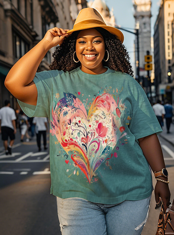 watercolor heart shape Women's Plus Size T-shirts